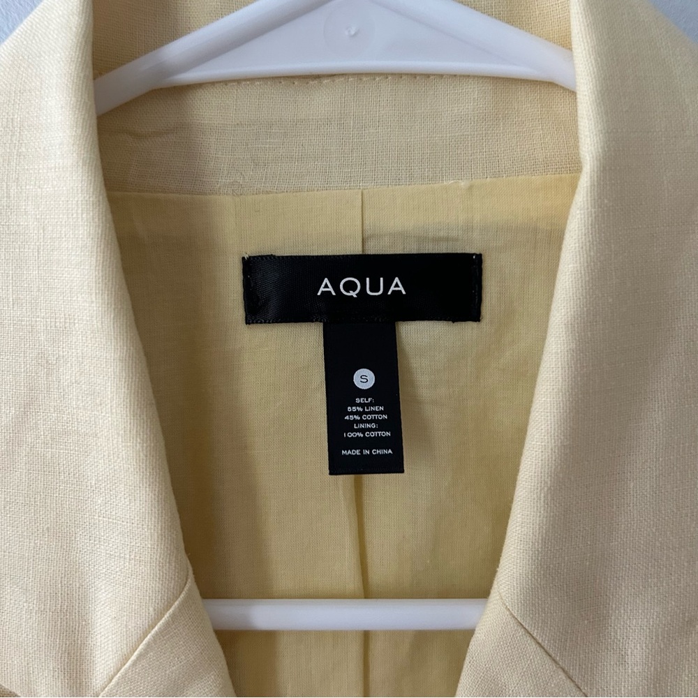Aqua Butter Yellow Double Breasted Cropped Blazer Jacket Size Small - Picture 7 of 11